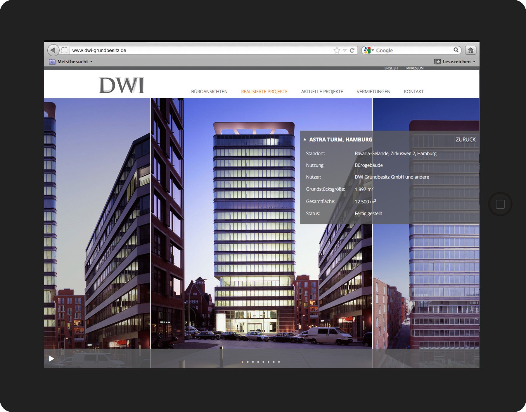 Webdesign fr www.dwi-grundbesitz.de