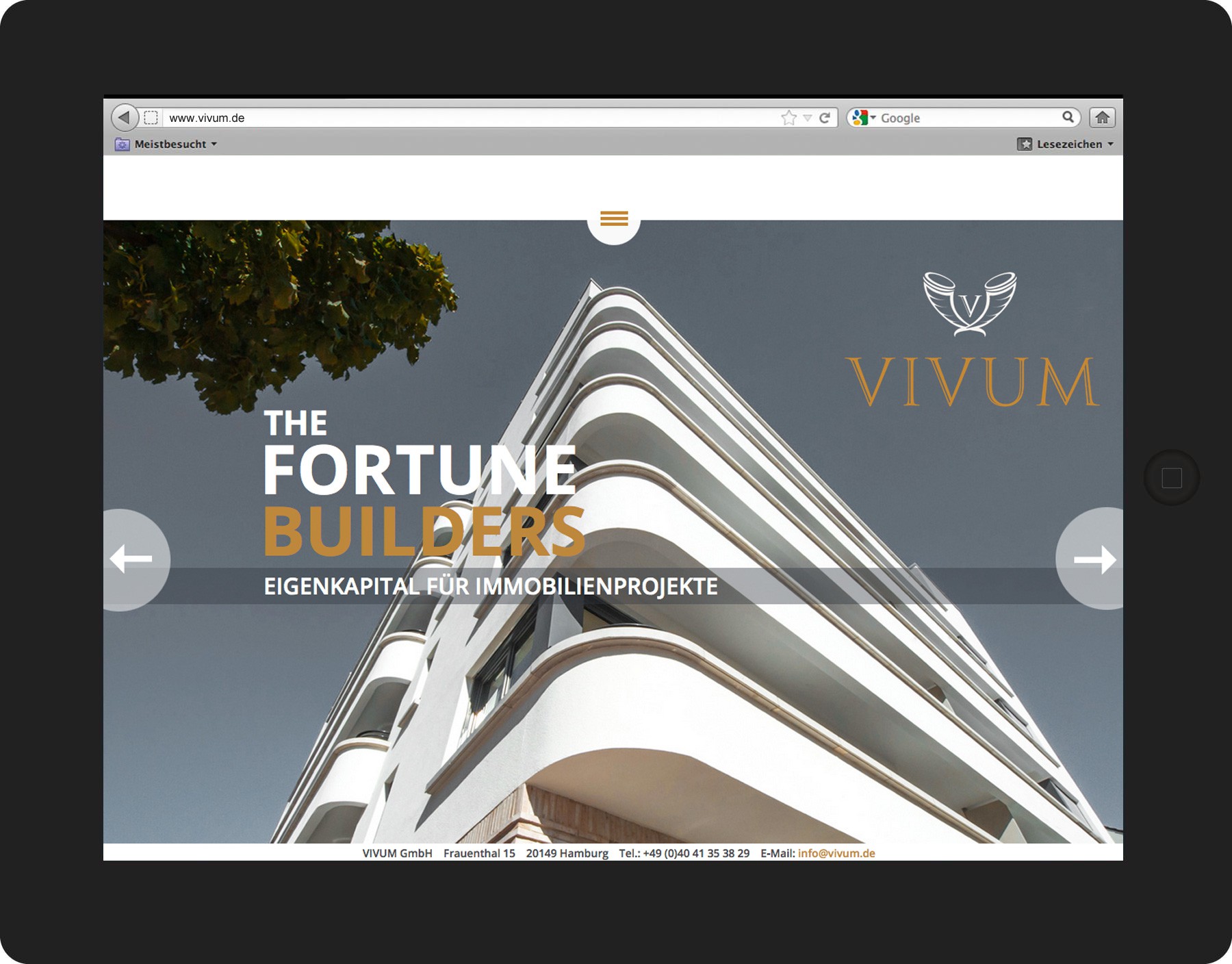 Webdesign fr www.vivum.de